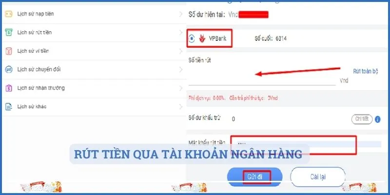 Rút tiền qua tài khoản ngân hàng